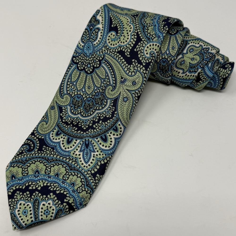 Peter Millar Tie Paisley 100% Silk Made in ITALY Blue Multicolor 3 1/4W x 60"L